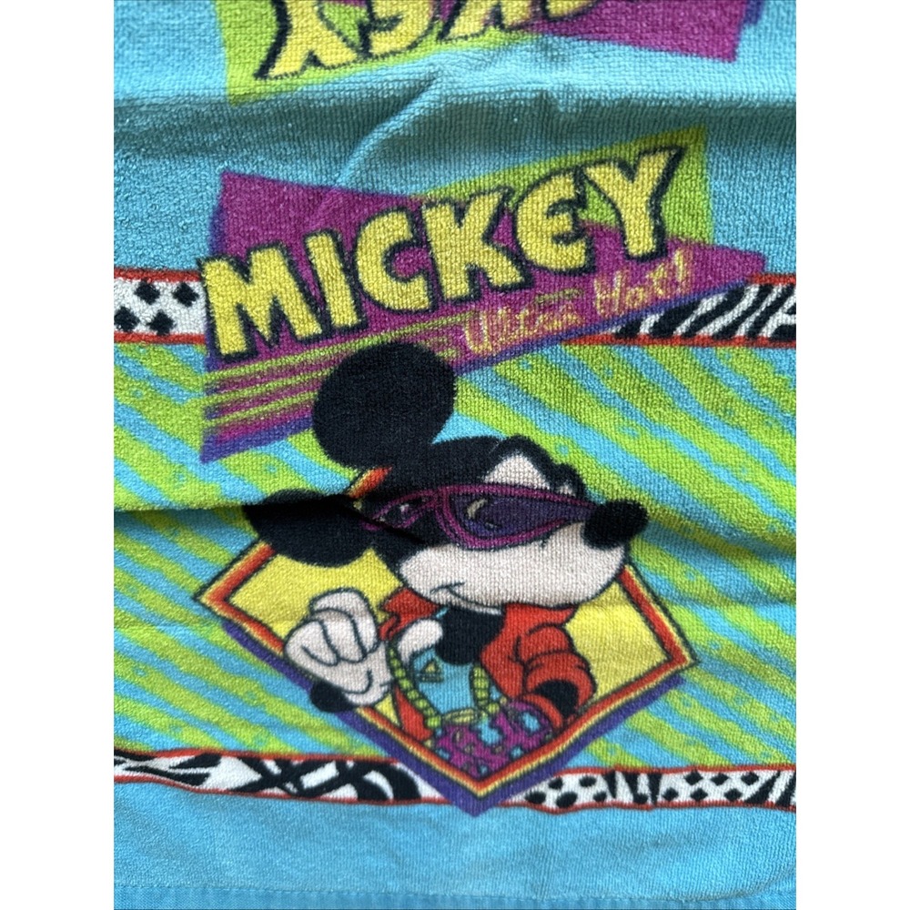 VTG Walt‎ Disney Mickey Mouse HAND TOWEL 80s 90s Ultra Hot Retro Franco 16x26"